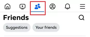 tocca l'icona amici su Facebook