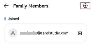 tap the + icon to invite more family members