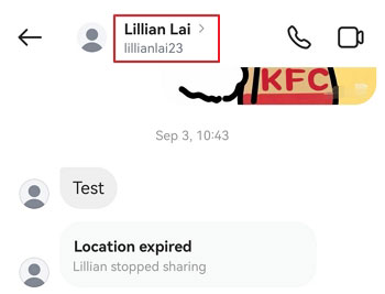 tap the name in Instagram chat