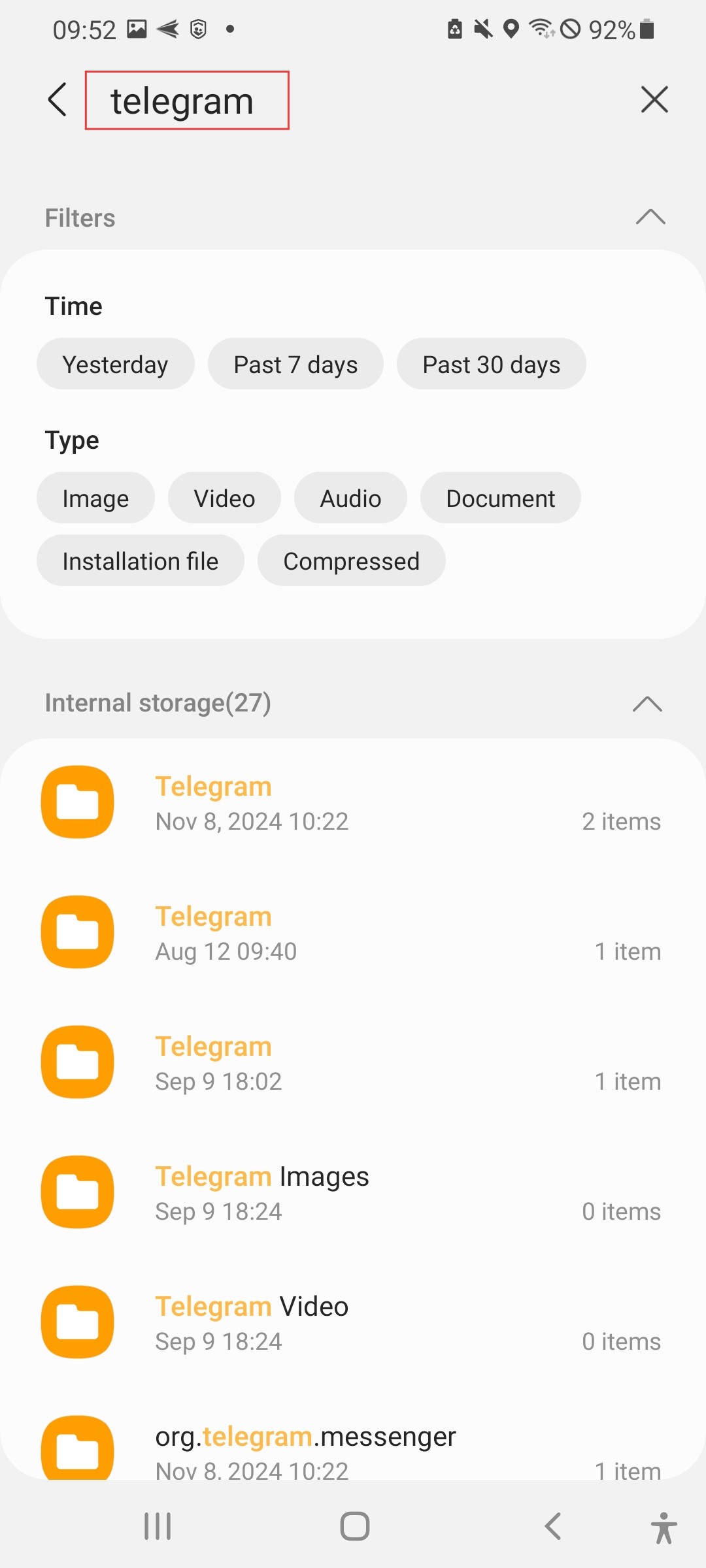 Telegram downloads on Android