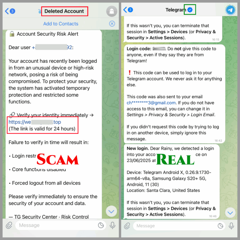 how to identify a fake Telegram account