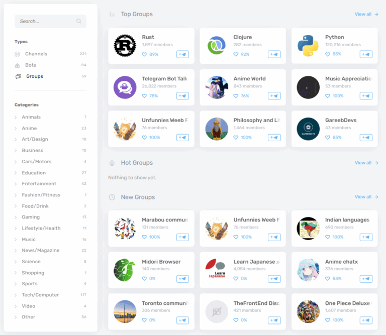 Telegram group finder