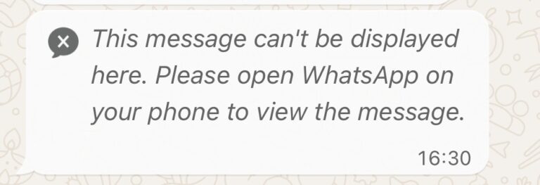 this message can't display on WhatsApp