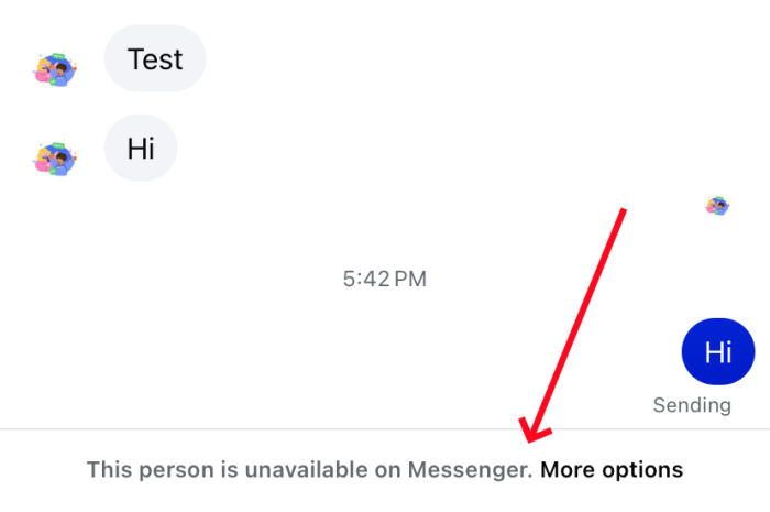 this person is unavailable on Messenger