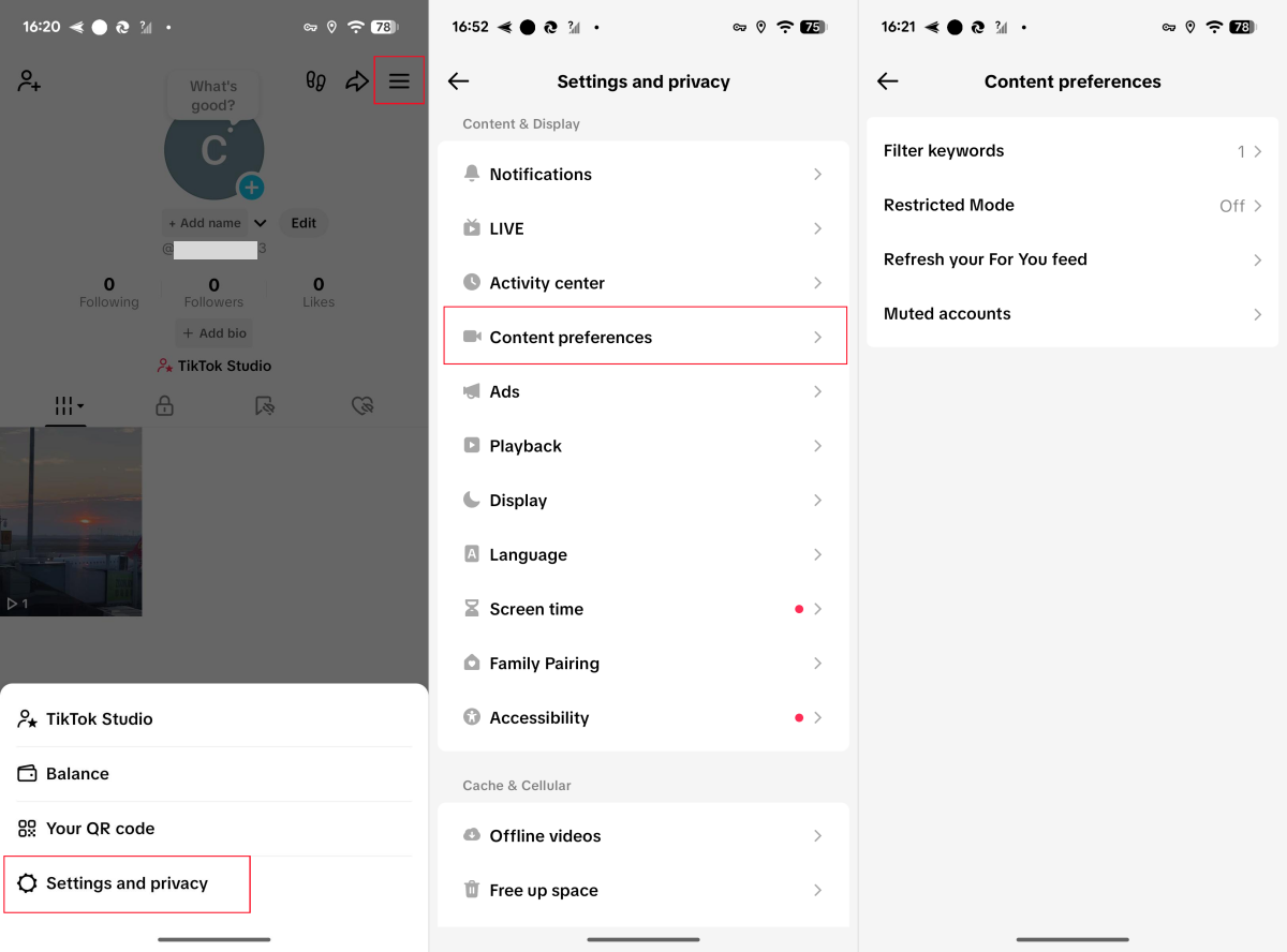 tiktok content prefernece
