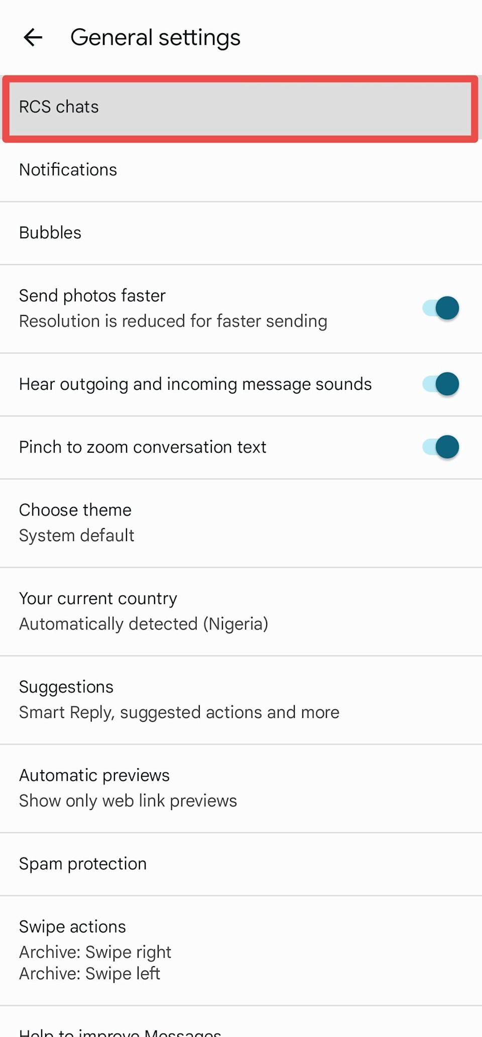 Desativar RCS no Google Messages