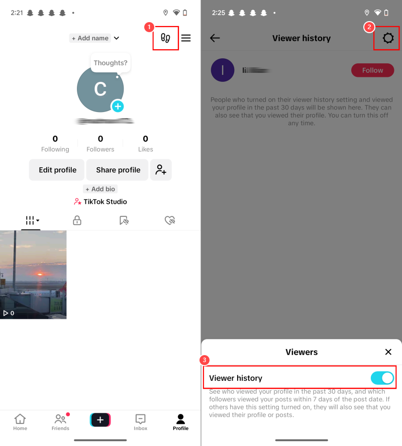 turn off profile views on TikTok