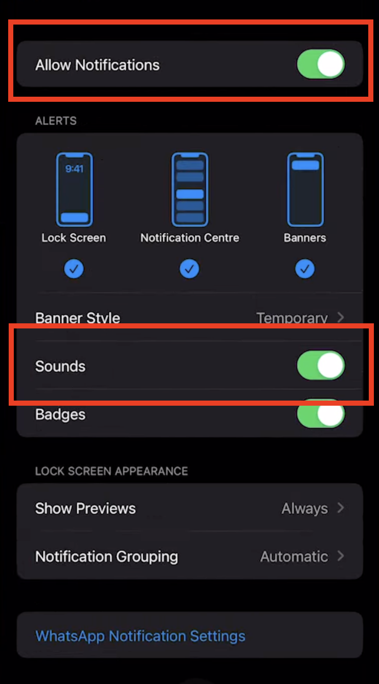 Toggle off Sounds on iOS devices
