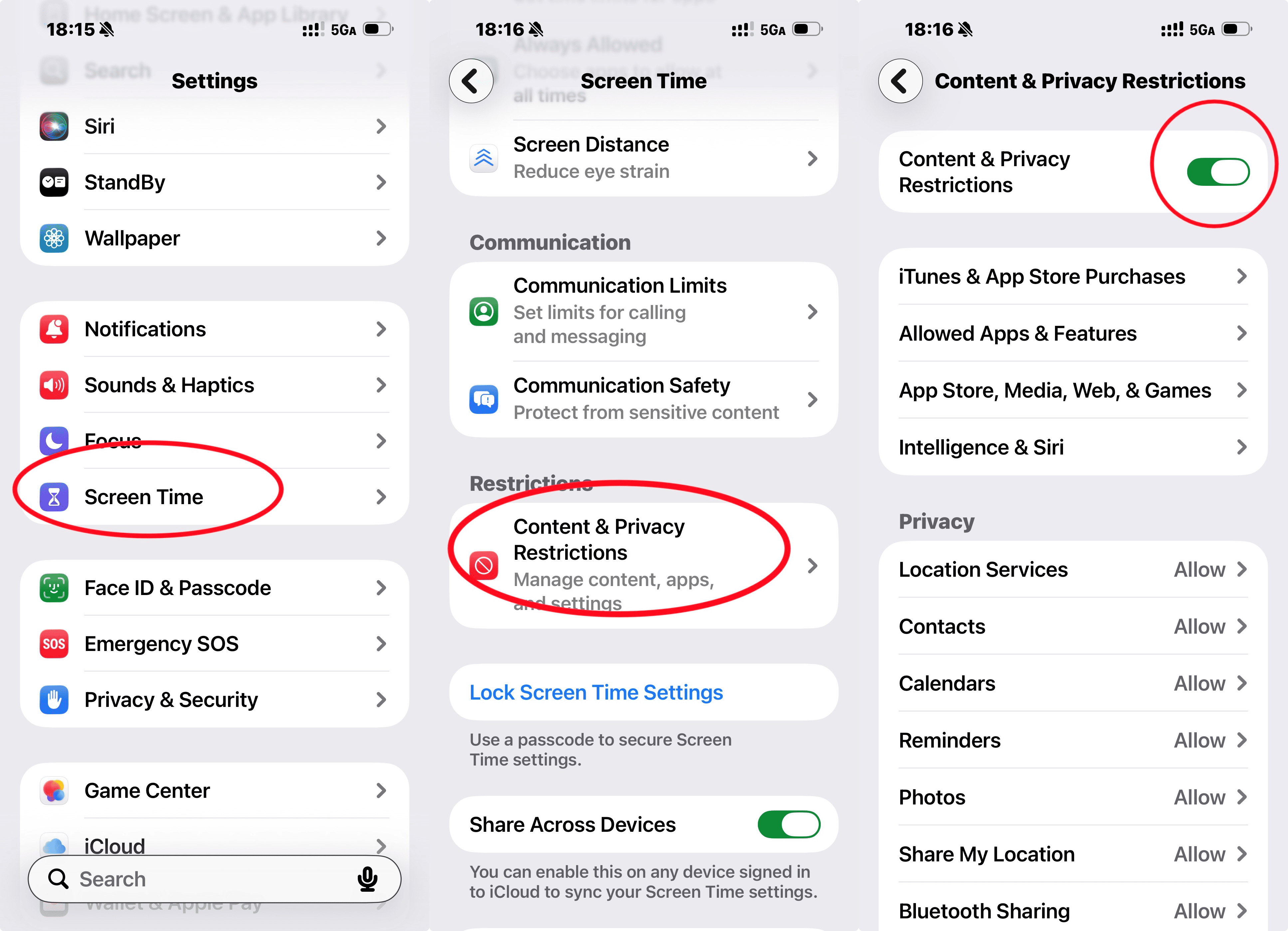 Turn On Content Privacy Restrictions On iphone
