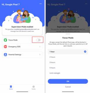 Fokusmodus in AirDroid Kids einschalten