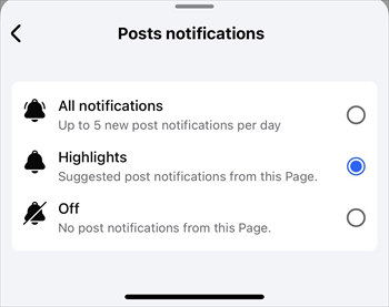 включение уведомлений для людей в Facebook