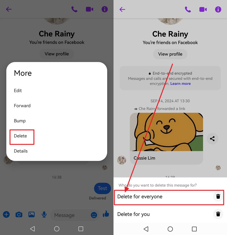 Unsend a Text on Messenger Android