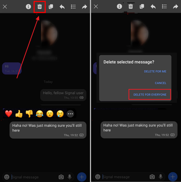 Unsend a Text on Signal Android