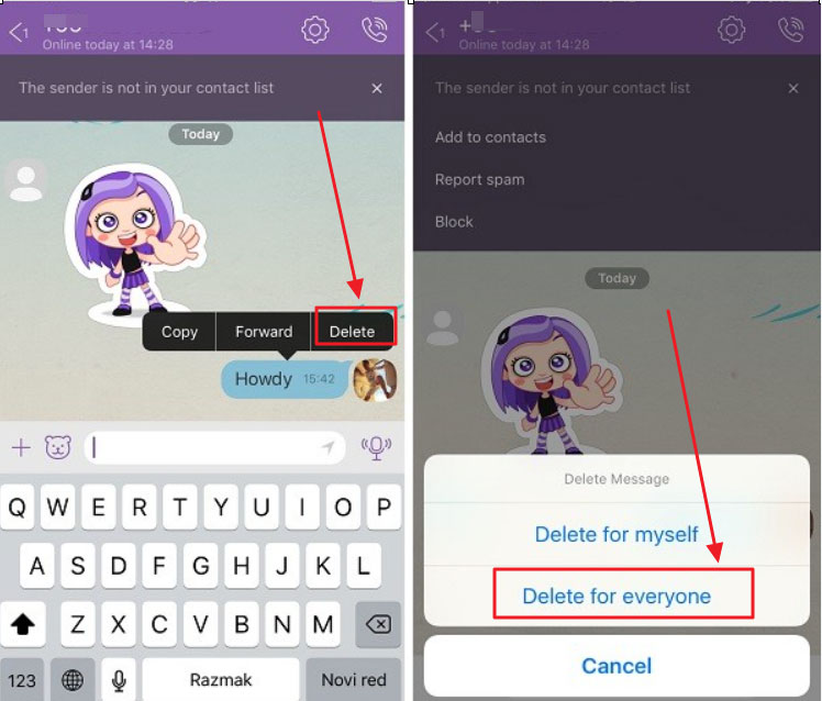 Unsend a Text on Viber Android