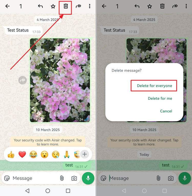 Unsend a Text on WhatsApp Android