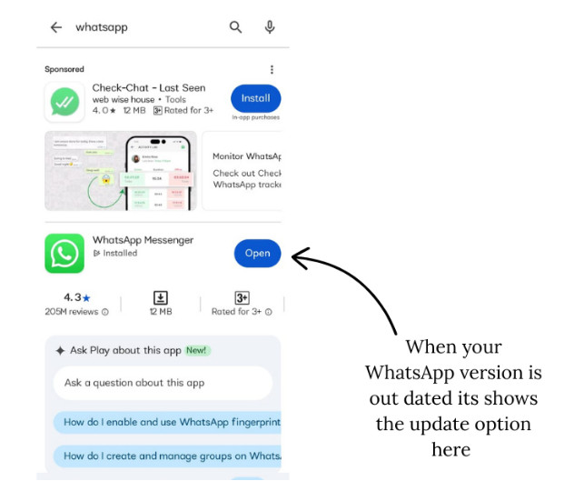 update whatsapp