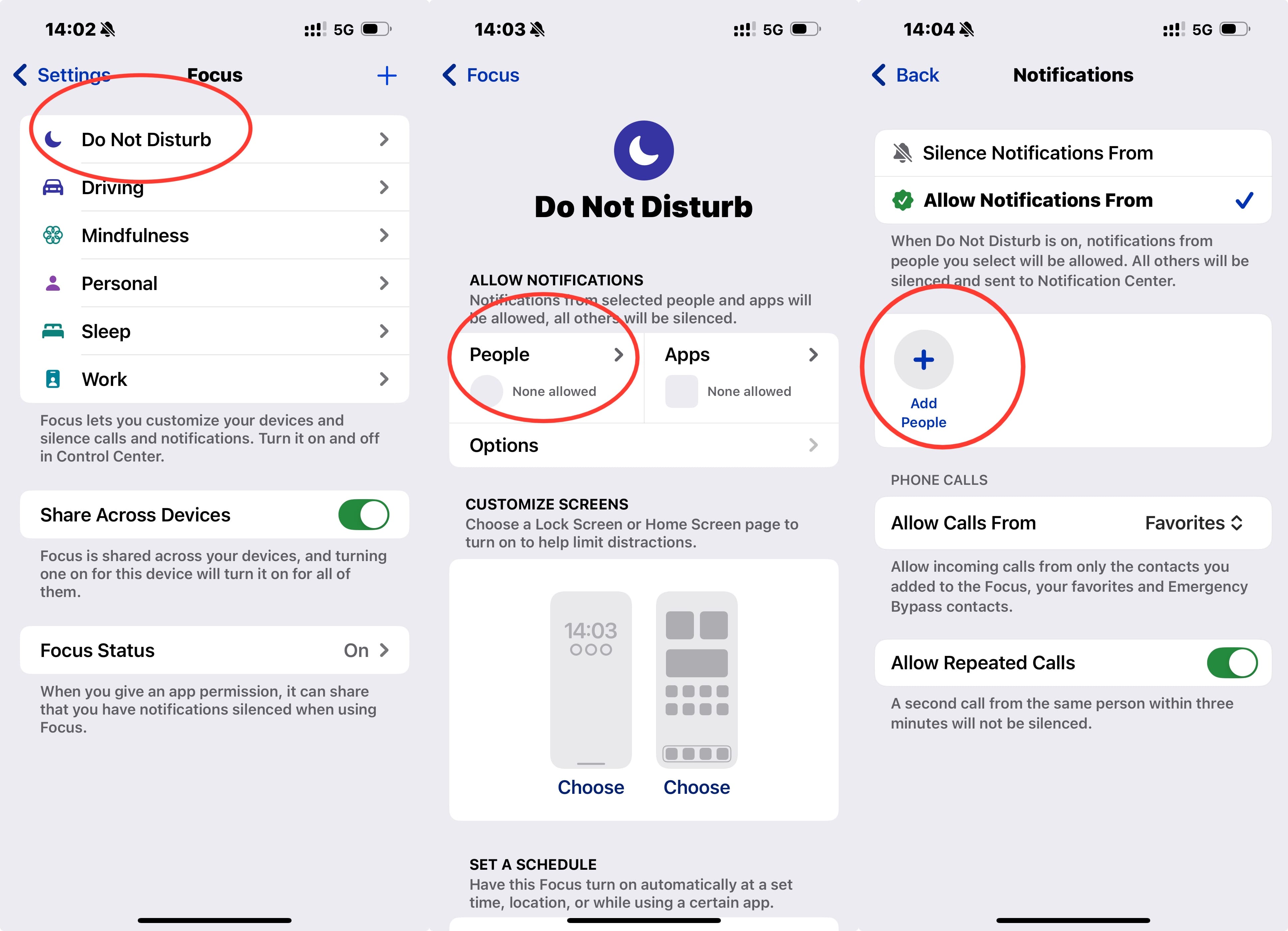 use do not disturb to allow contacts on iphone