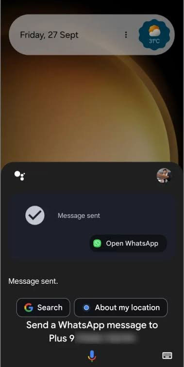 use Google Assistant to WhatsApp without saving number