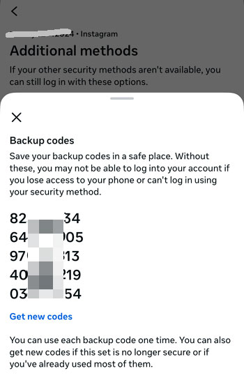 use the Backup codes