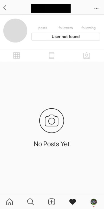 user not found instagram