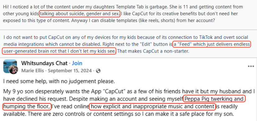 users find inappropriate content on CapCut