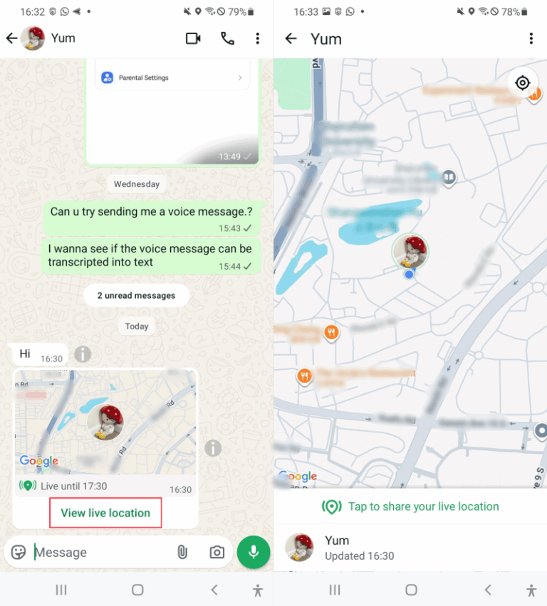 view live location on WhatsApp