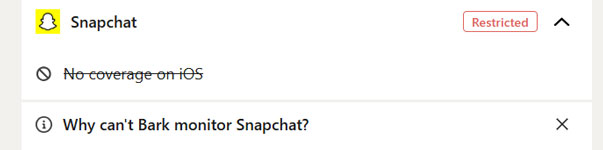 what Bark monitor for Snapchat on iOS