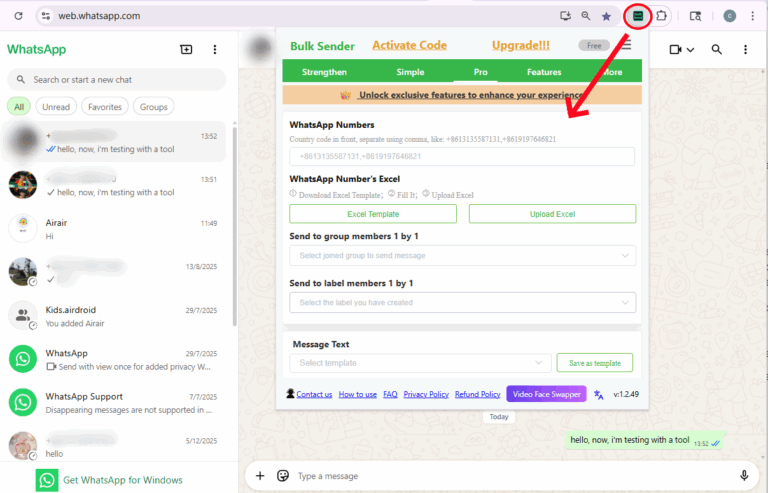 WhatsApp bulk message sender