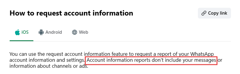 WhatsApp requesting account info