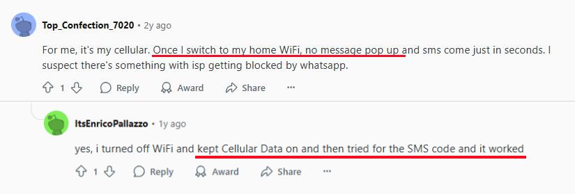 WhatsApp não envia código – Reddit