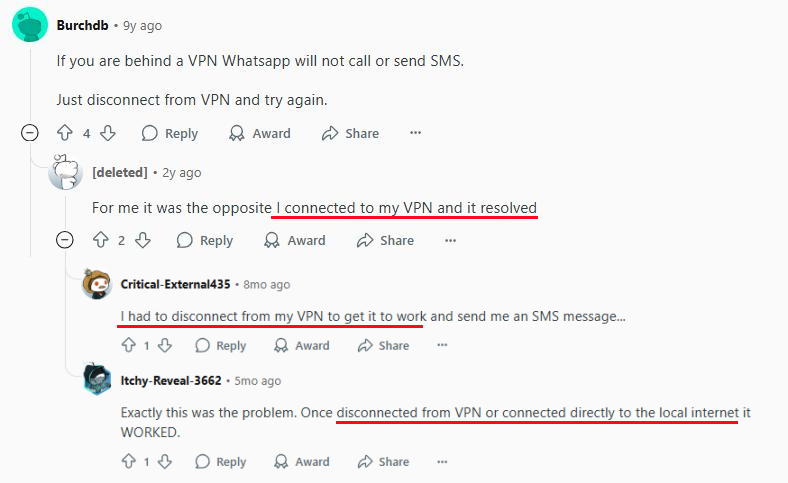 WhatsApp não envia o código – Reddit