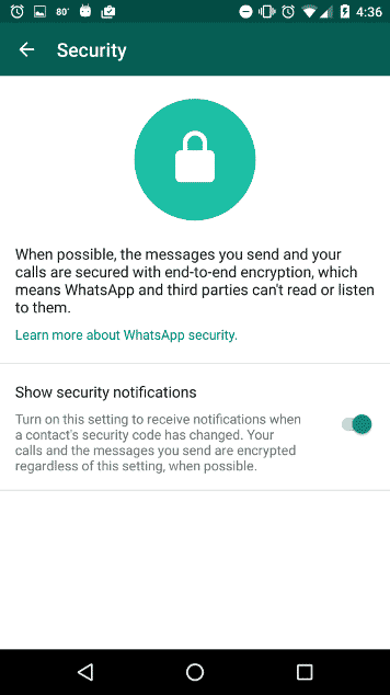 WhatsApp security notification