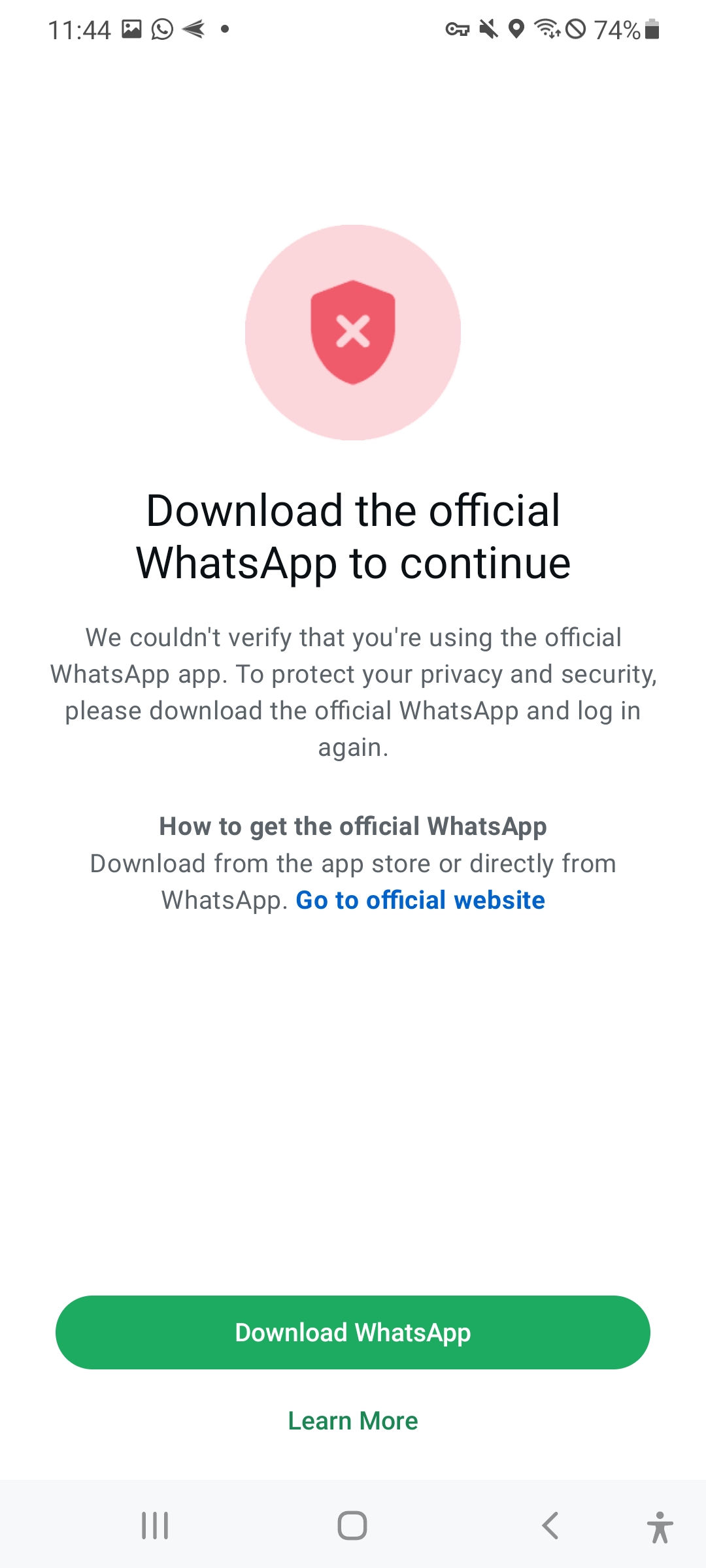 интерфейс GBWhatsApp при входе