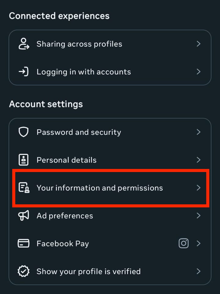 your informatin and permissions