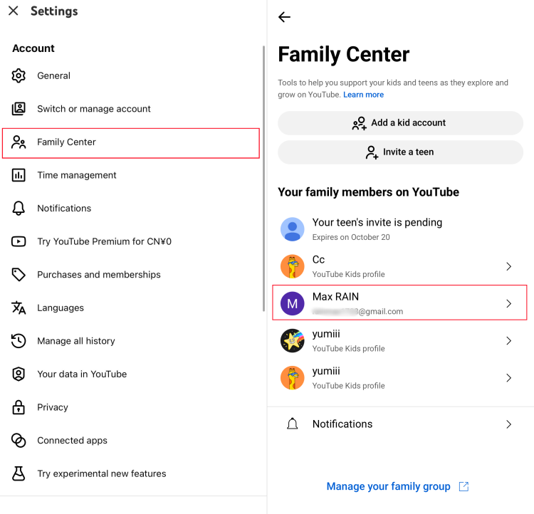 YouTube Family Center