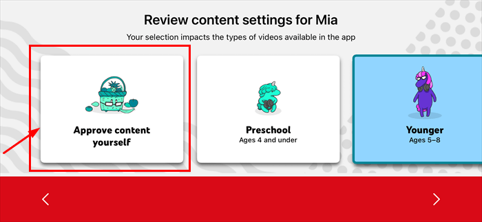 YouTube Kids approve content yourself settings