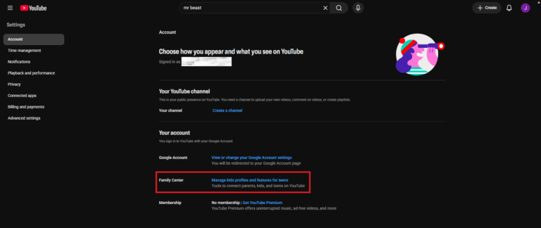 set youtube feed limit for kids account