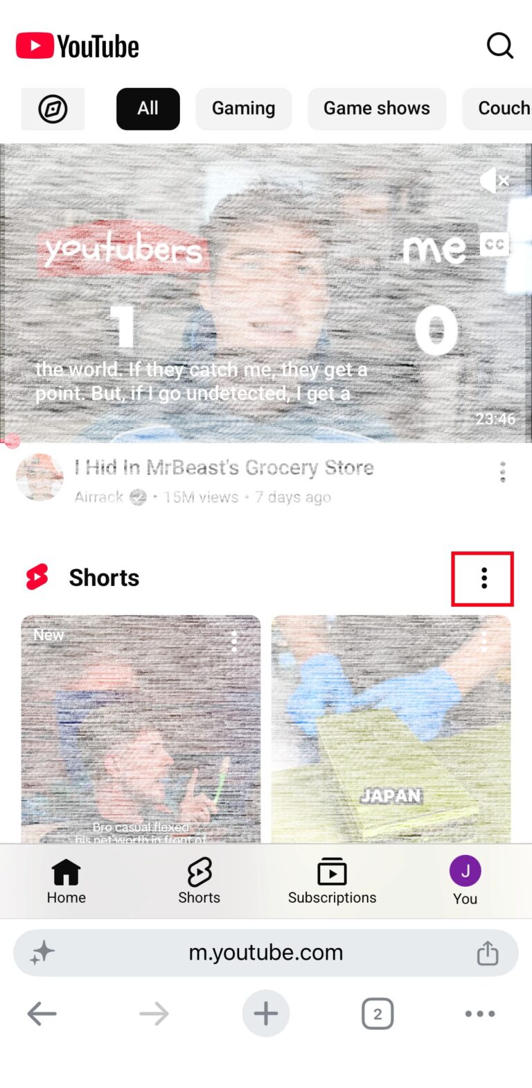 youtube show fewer shorts on homepage