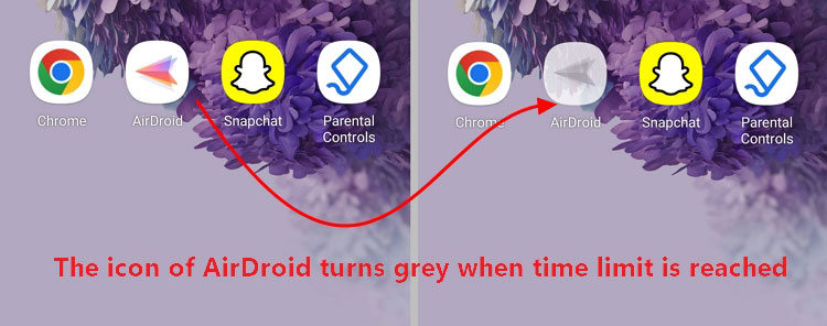 app icon turn grey when time limit is reached no enter to request more
