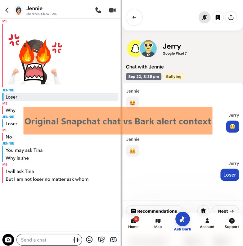 original chat vs Bark alert context
