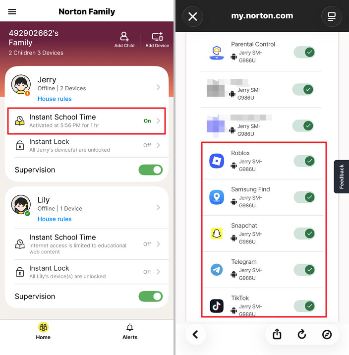 School Time is on social apps and games are not blocked automatically