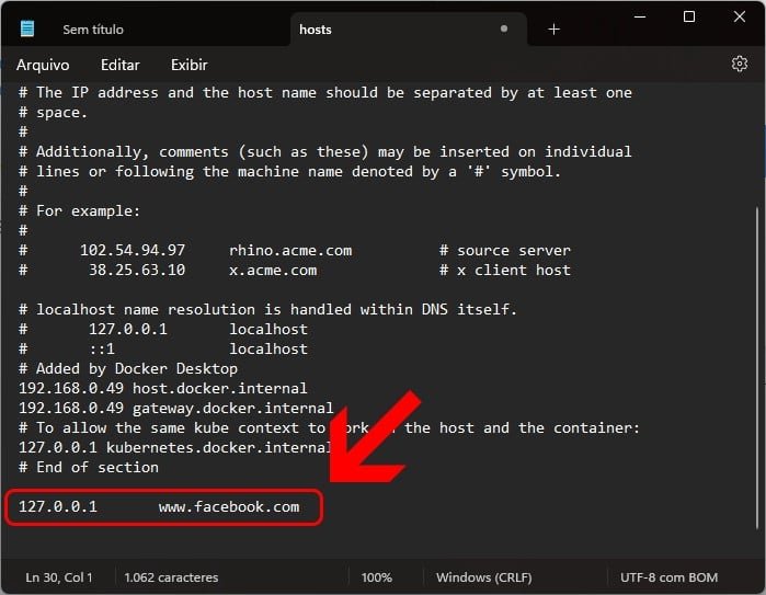 bloquear acesso a um site com edição do arquivo Hosts