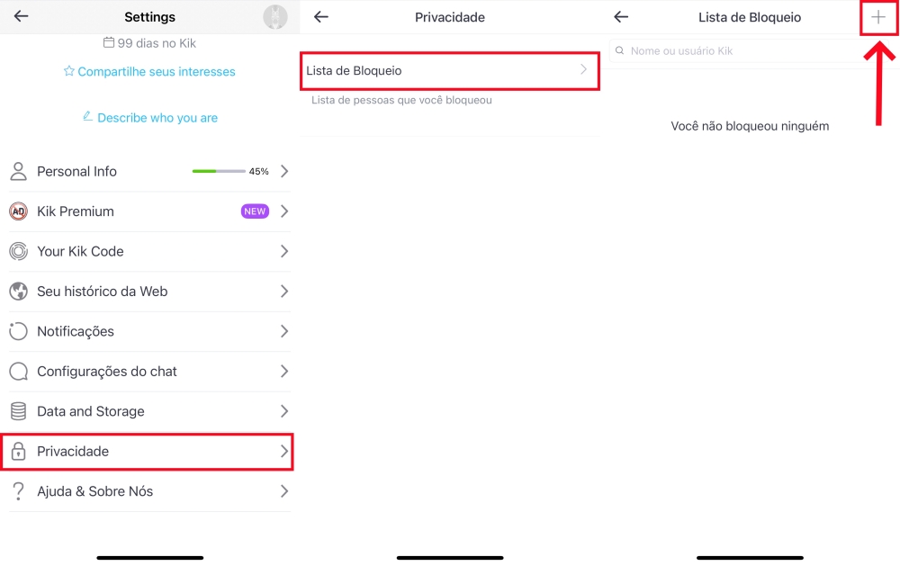Bloquear sexting no Kik