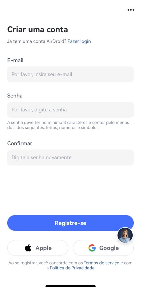 página de cadastro do AirDroid Parental Control