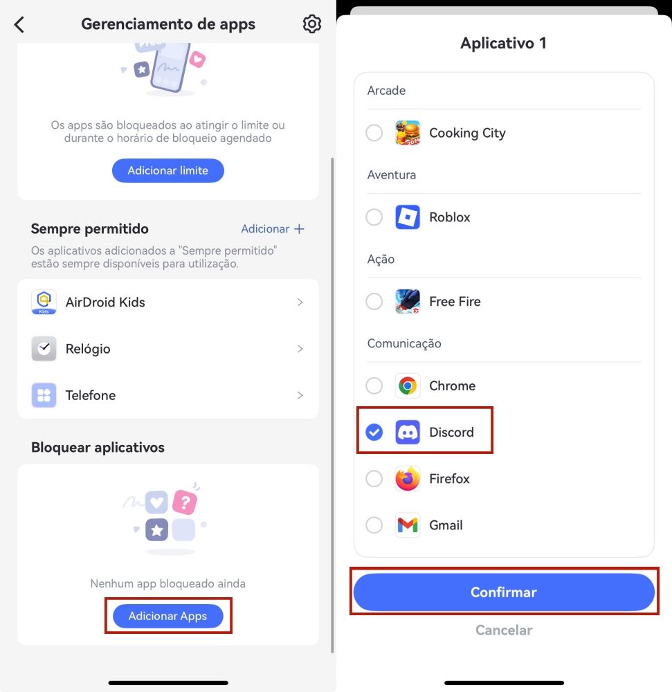 bloquear aplicativo no AirDroid