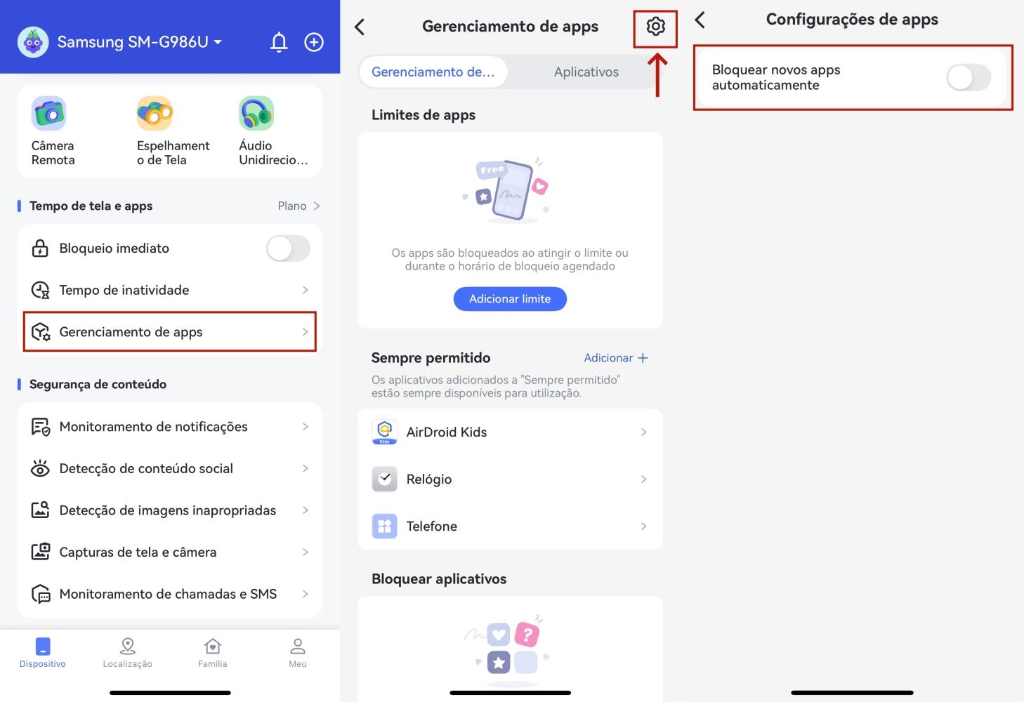 bloquear aplicativos recém-baixados