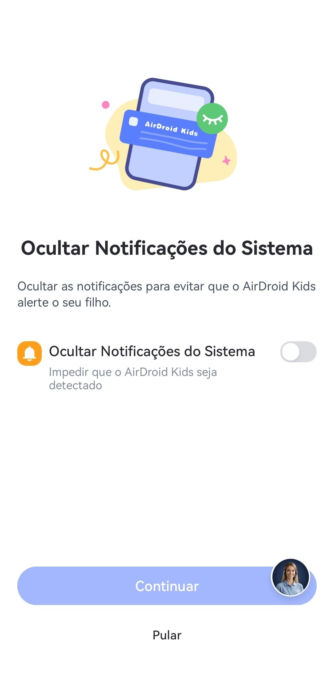 ocultar notificação do sistema