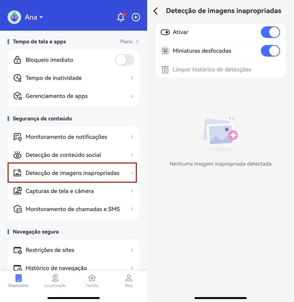 Detecção de Imagens do AirDroid Parental Control
