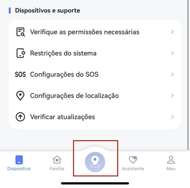 tocar no botão de localização no AirDroid para iOS