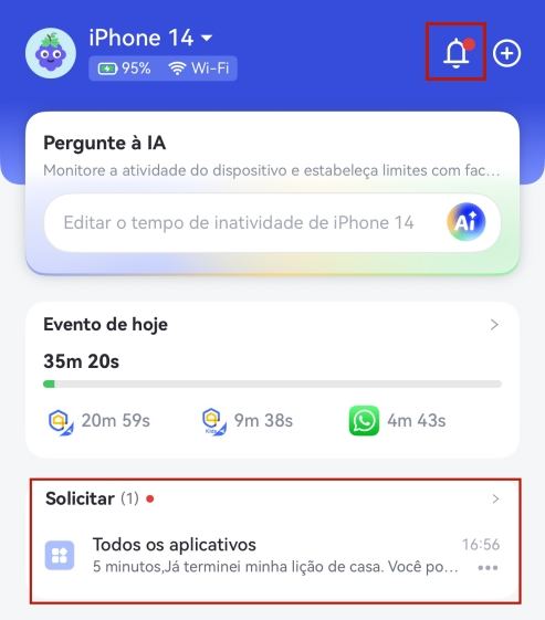 Central de Mensagens do AirDroid para iOS